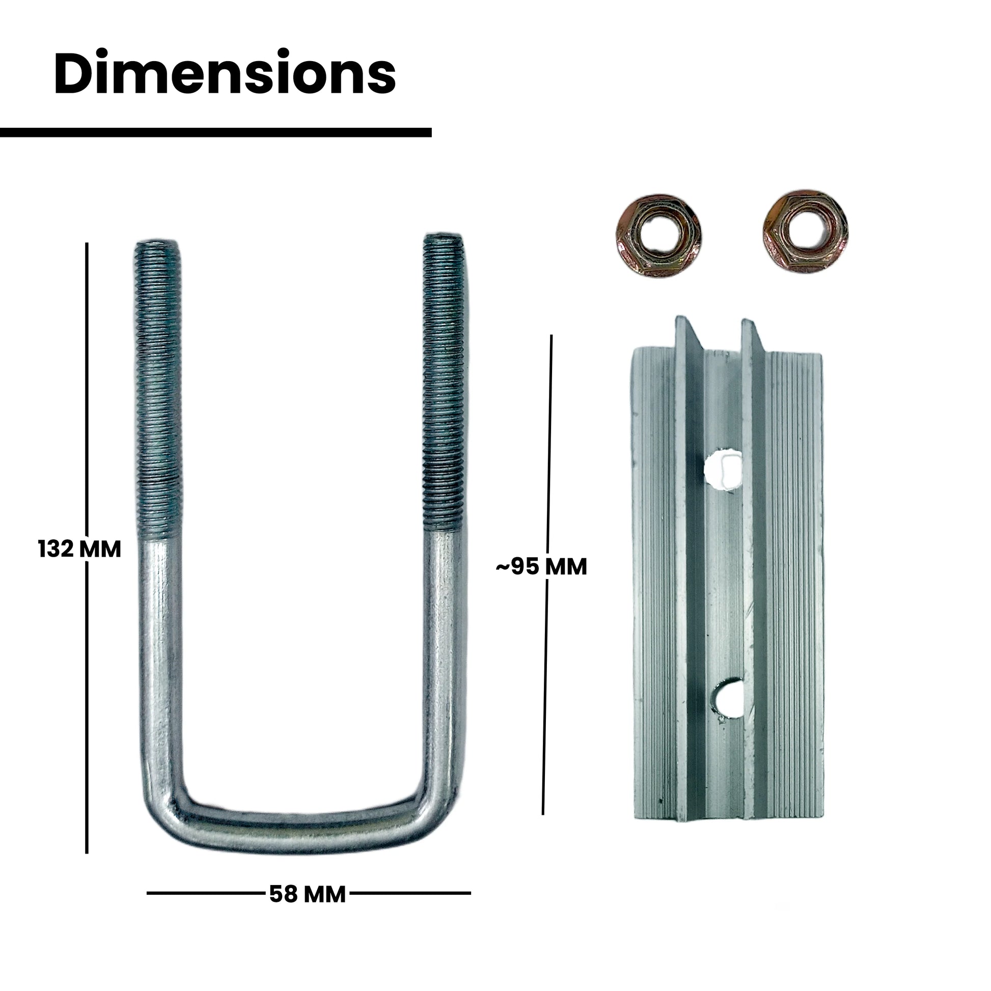 Solar Mid Clamp with U-Bolt – Aluminum Clamp With Galvanized Iron Mounting Bracket for PV Panels