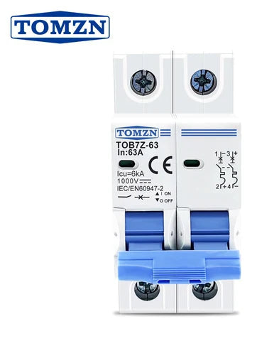 Tomzn 2P DC 1000V Solar Mini Circuit Breaker 16A, 20A, 32A, 63A