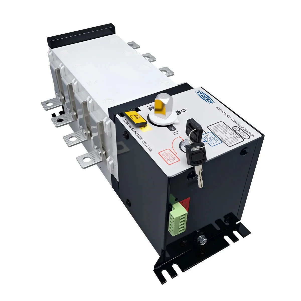 Tomzn TOQ5-250/4P Handle Type 250A 4P AC Three Phase Dual Power Automatic Transfer Switch ATS