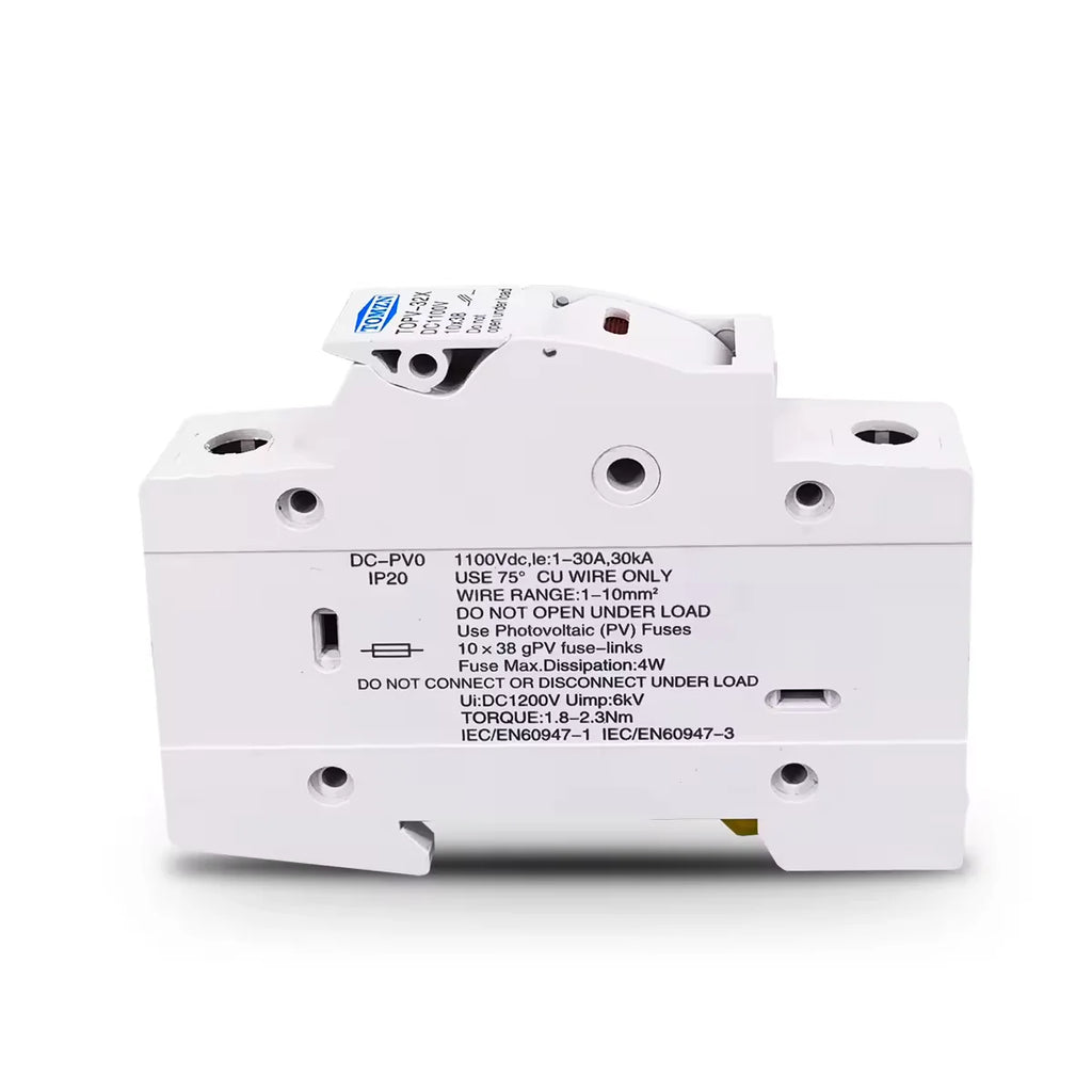 Tomzn TOPV-32 Fuse Holder for 10 x 38 gPV Fuses – Compatible with DC 1000V Systems