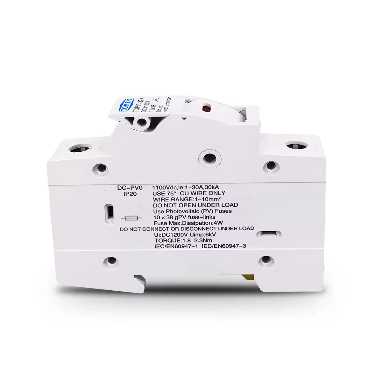 Tomzn TOPV-32 Fuse Holder for 10 x 38 gPV Fuses – Compatible with DC 1000V Systems