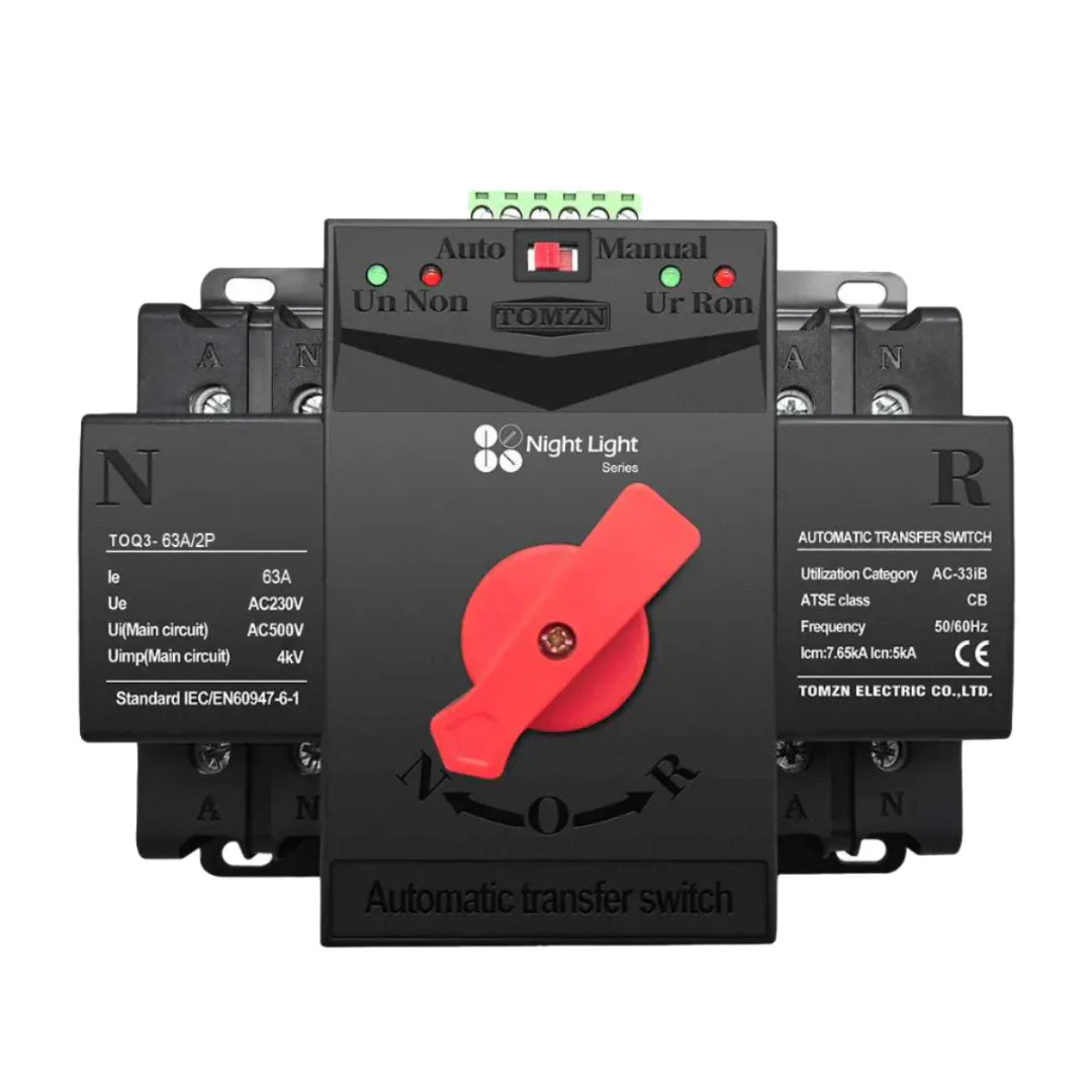 Tomzn TOQ3 2P AC Din Rail 220V Dual Power Automatic Transfer Switch ATS